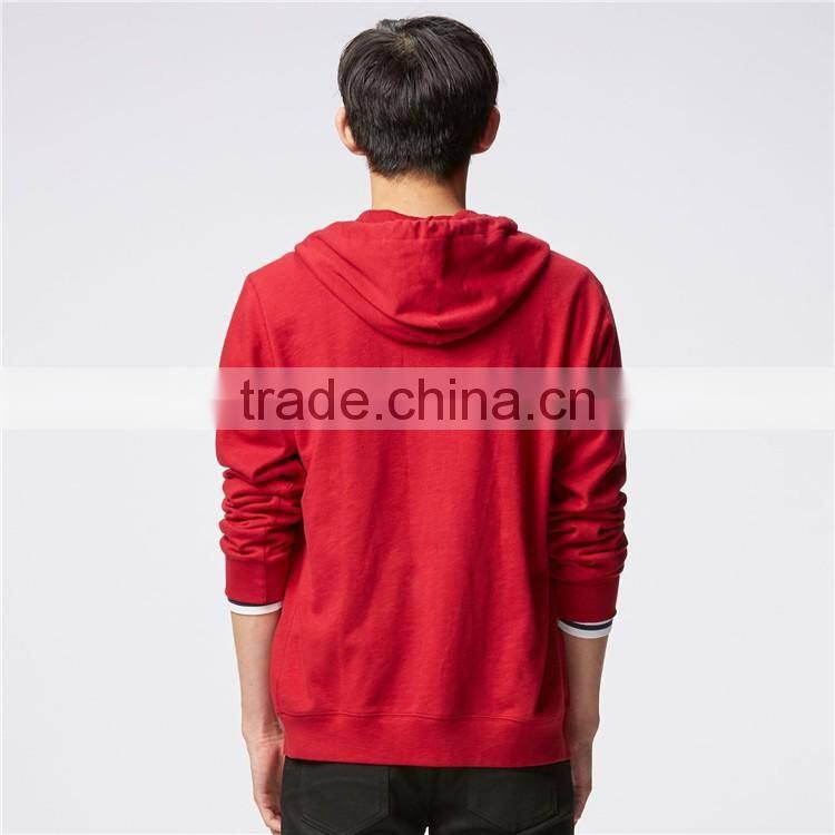 Men red sweat lightweight full zip men stylish hoodie wholesale