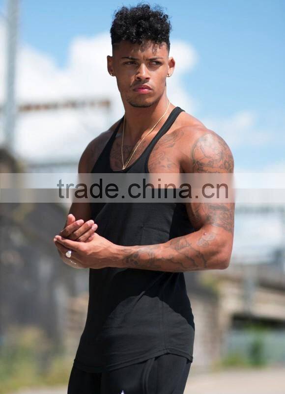 Mens plain stringer vest bodybuilding sports wear custom gym tank top