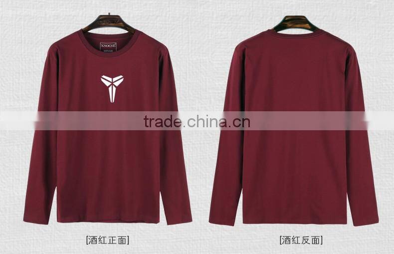 custom logo printing Casual round neck 100% cotton custom long sleeve man tshirt