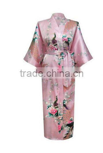 Women fashion robe Peacock Satin NightGowns,Satin Night Dress NG024