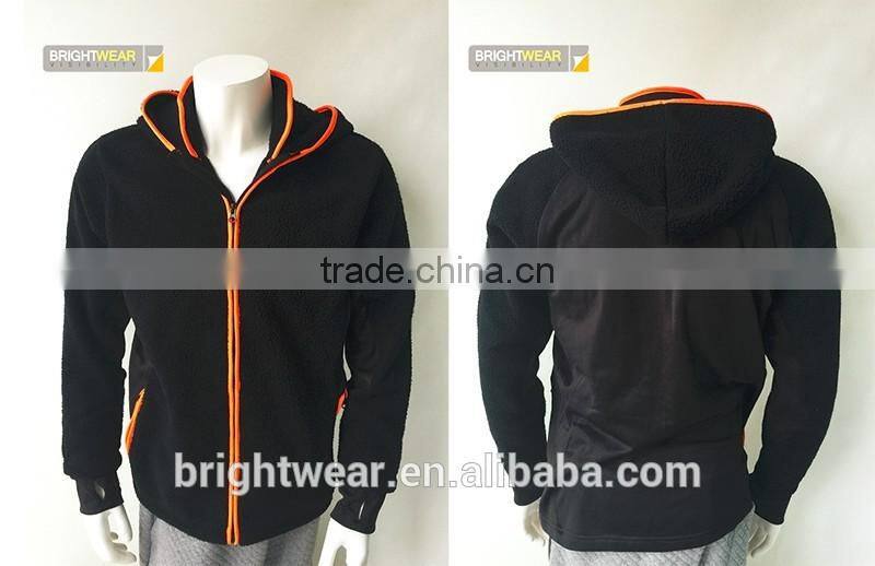 Men's contrast hi vis berber fleece zipper up long sleeve sweatshirt