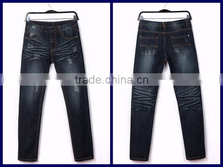 2016 Jean garments factory import new style breathable blue boy damaged jeans pants