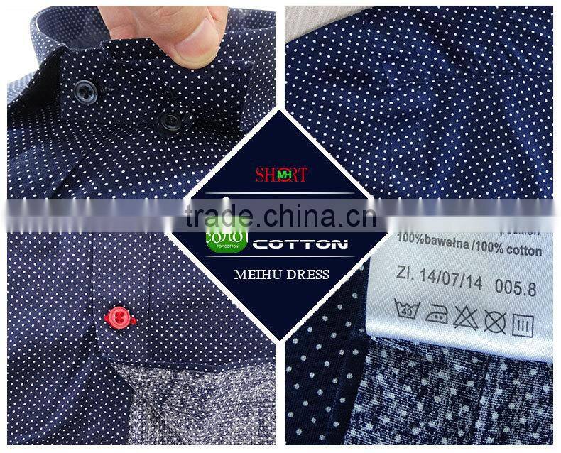 2017 navy Polka dot new pattern mens shirts for men with long sleeve