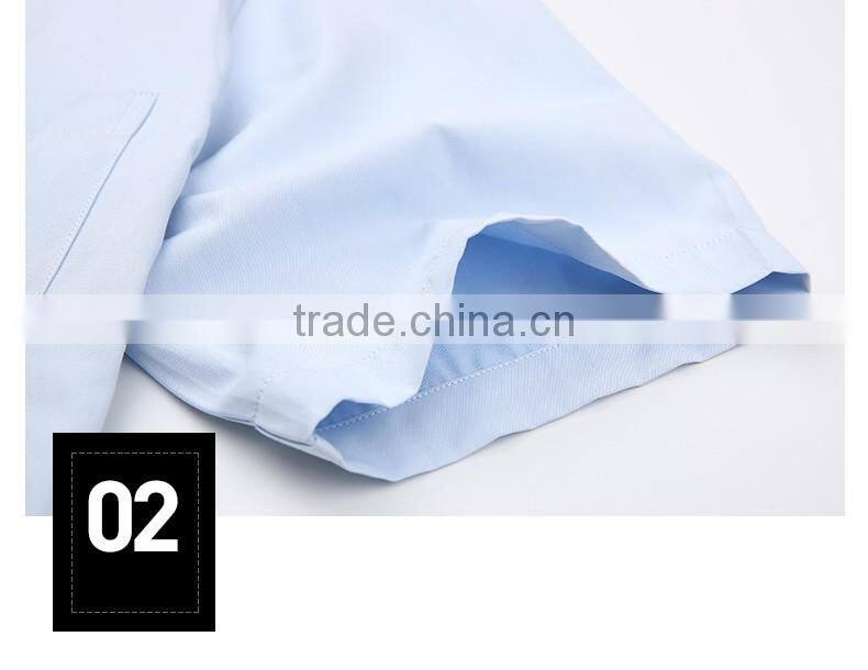 2016 new arrival summer season fancy 35% cotton double collar solid color short sleeve shirt for man