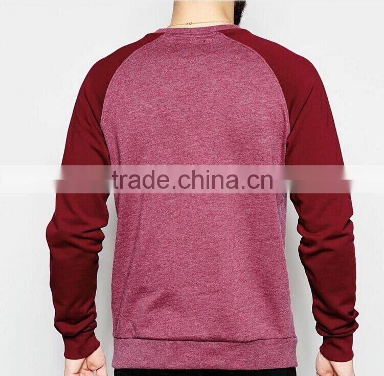 Wholesale Men Pullover contrast color raglan sleeve sweatshirt hoodie