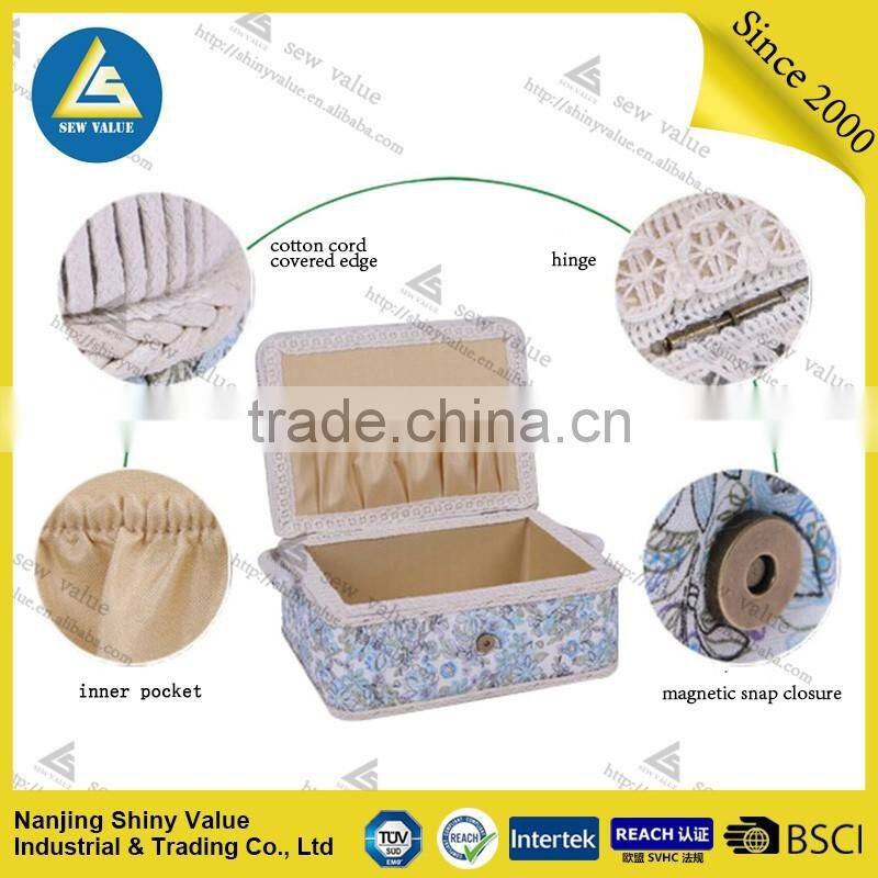 Non woven type fabric covering sewing basket with sewing kit