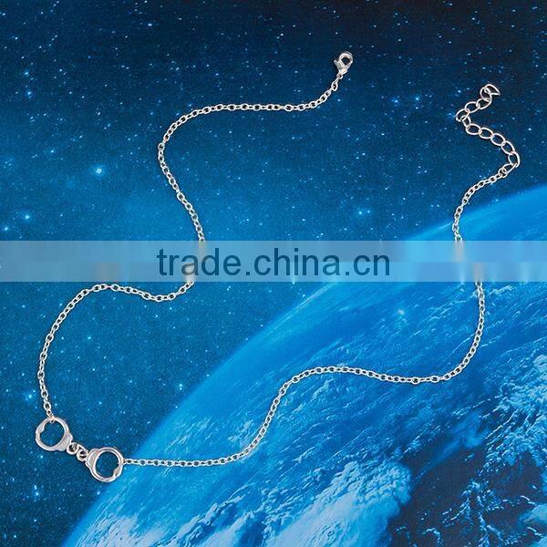 New Fashion Necklace Handcuffs Connector Link Cable Chain Antique Silver 43.5cm long