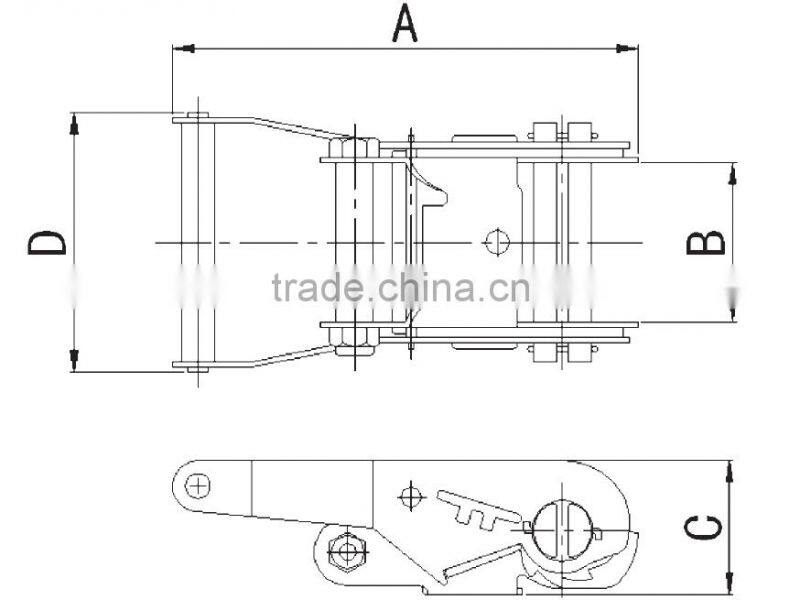 ratchet for lashing belt, ratchet with 1.5" finger line handle, yellow zinc plated