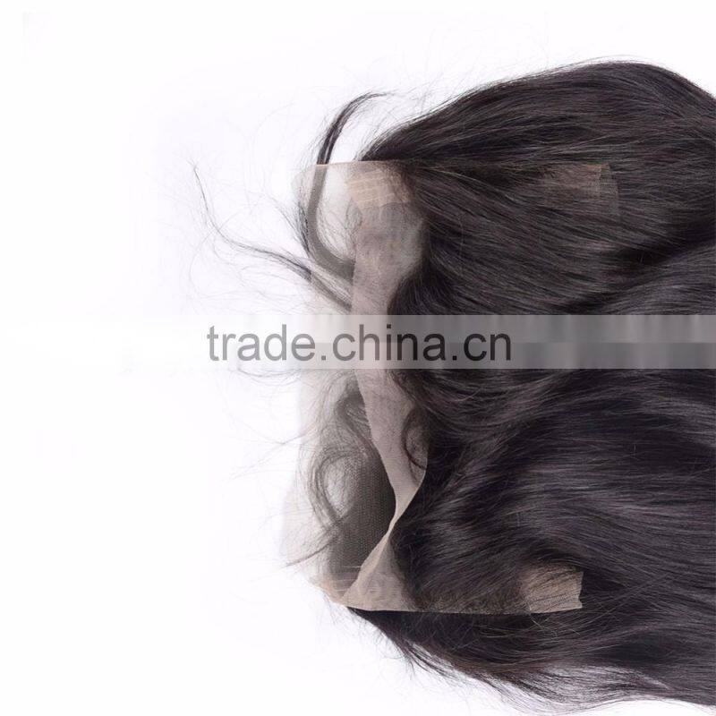 100% Chinese Virgin Human Hair Body Wave 360 Lace Frontal Bleached Knots with Baby Hair 360 Closure