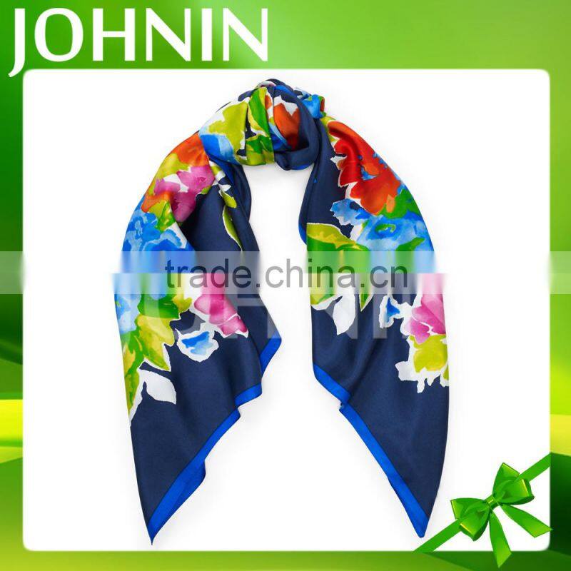 Chinese factory No MOQ polyester satin square scarf