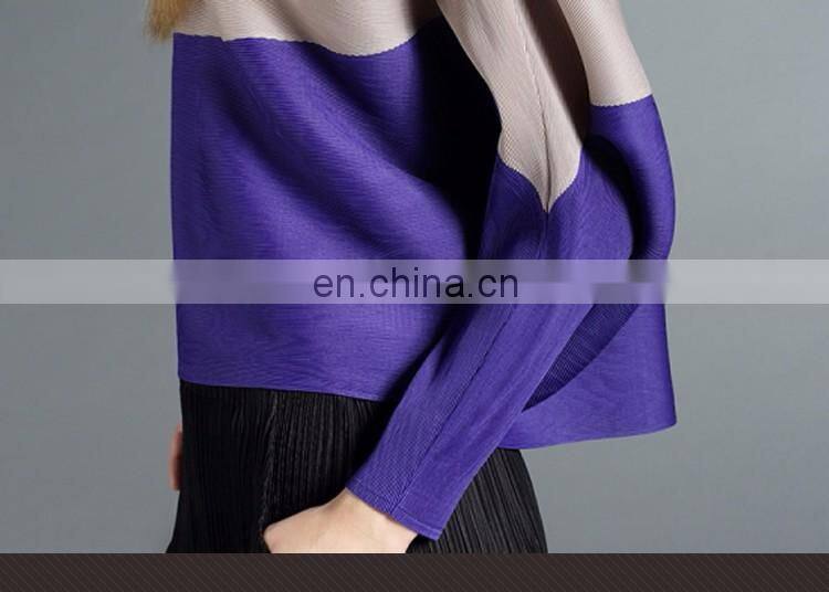 New fashion color block pleated design women cloak style coat