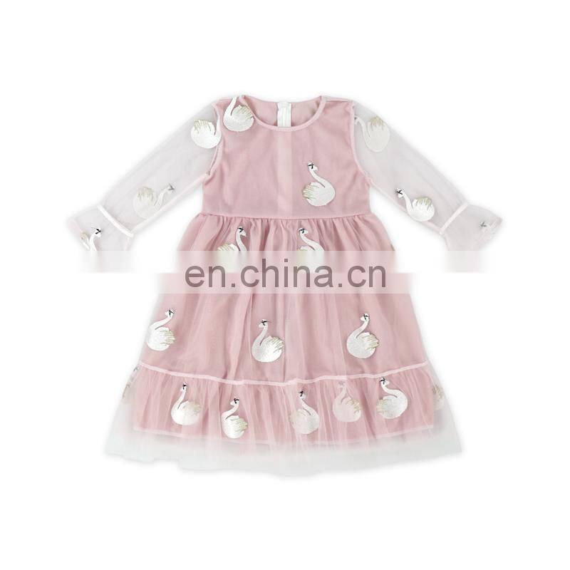 Spring autumn girls dress casual long sleeves lace mesh floral kids dresses girl cute princess dress