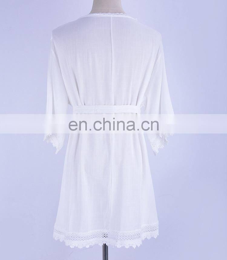 V neck Beach Cover up Sarong White Cotton Beach Dress Tunic Bikini cover up Kaftan Beach Swimsuit cover up Saida de Praia