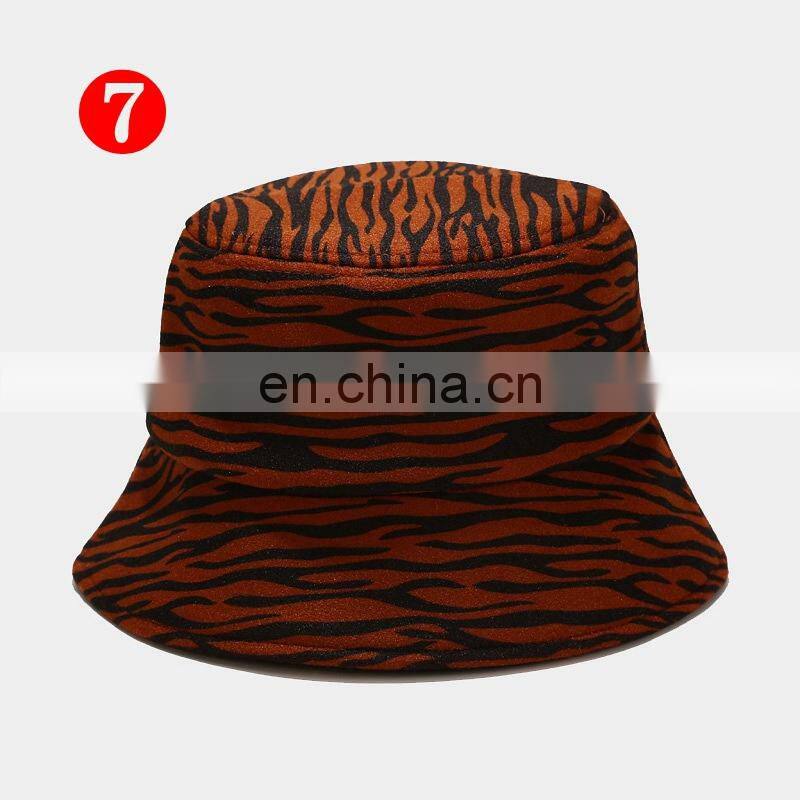 Autumn Winter Unisex Bucket Hats Wool caps Cow leopard zebra design Sunscreen Men Women Sunbonnet Fedoras Fisherman hats