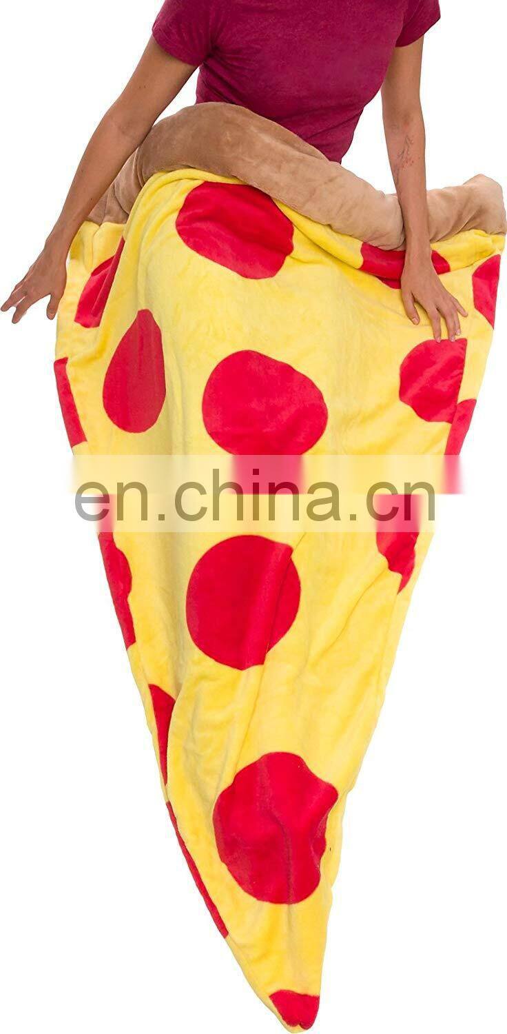 Novelty Wearable Plush Fleece Throw Pizza Blanket Food Shaped Sleeping Bag Blanket for Kids and Adults