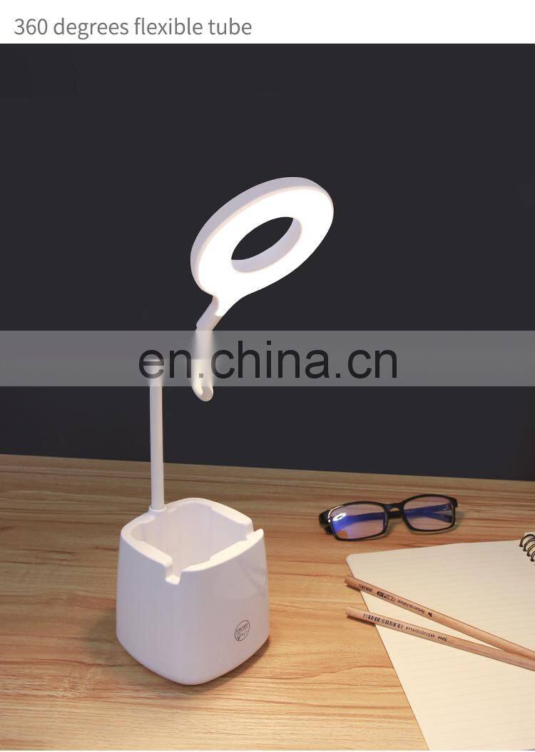 Bedroom led desk lamp with pen holder flexible usb table Touch dimmable multi-functional rechargeable bending table lamp led