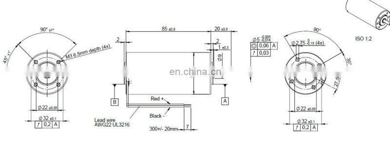 42ZYT03 series 12v or 24v dc motor equivalent to GR42x40 rated 3100rpm 57mNm