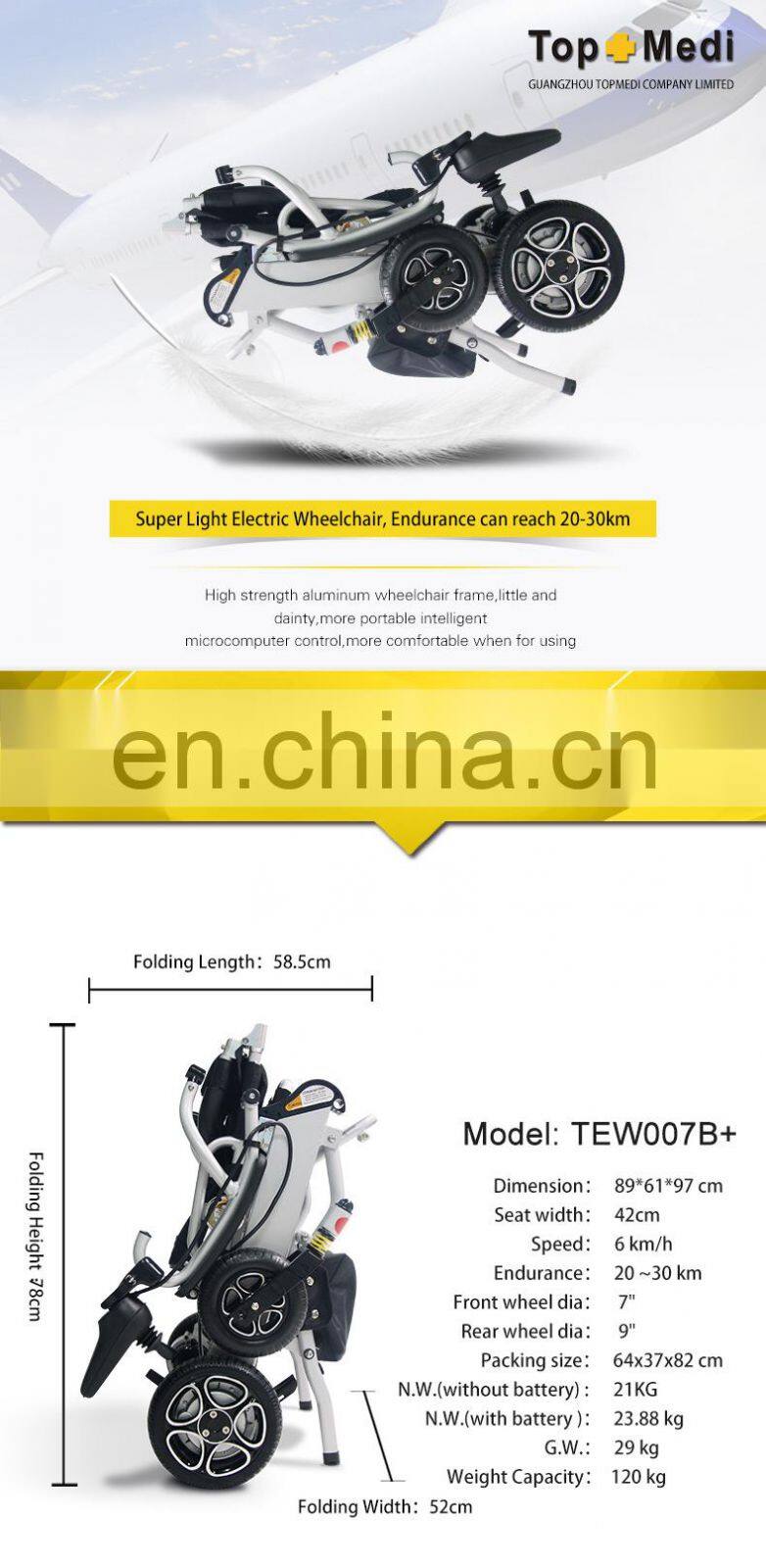 Medical equipment travel lightweight electric folding power wheelchair