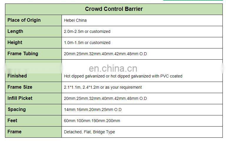 Welded fixed feet crowd control barrier steel crush barrier temporary fence