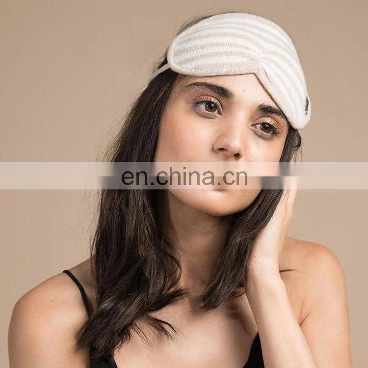 Striped Soft and Luxury Cashmere Travel Eye Mask