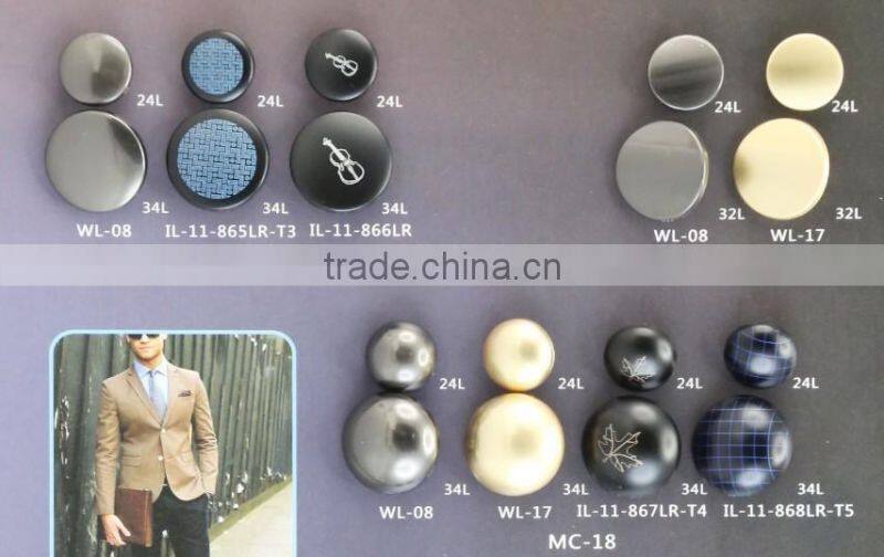 High fashion dome shape metal buttons for men's suits with shank