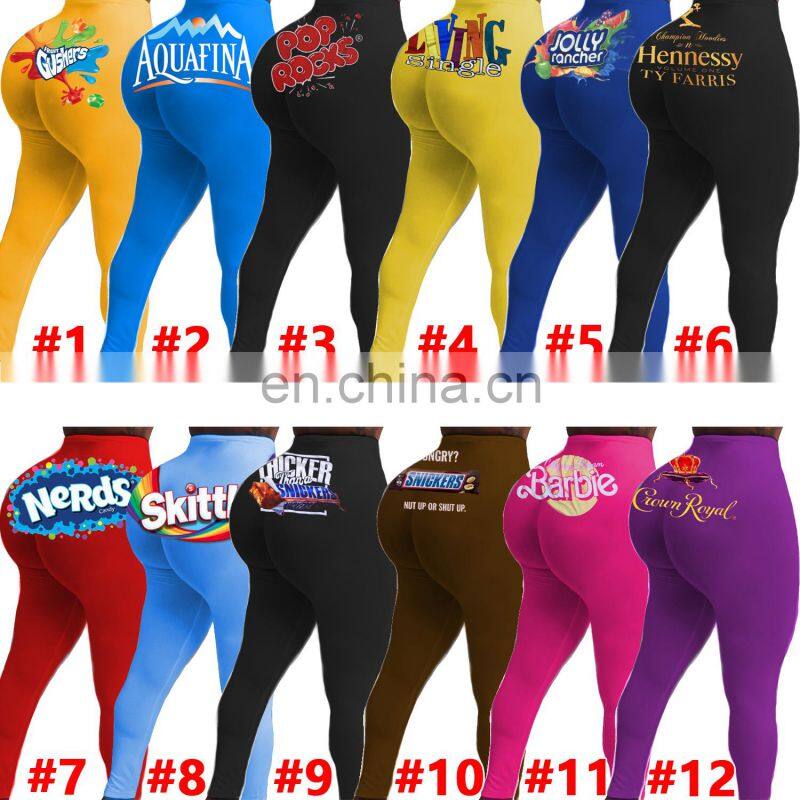 Fall clothing 2020 High Waisted Yoga Workout Long Pants Tight Butt leggings Candy Snack corn pants in womens