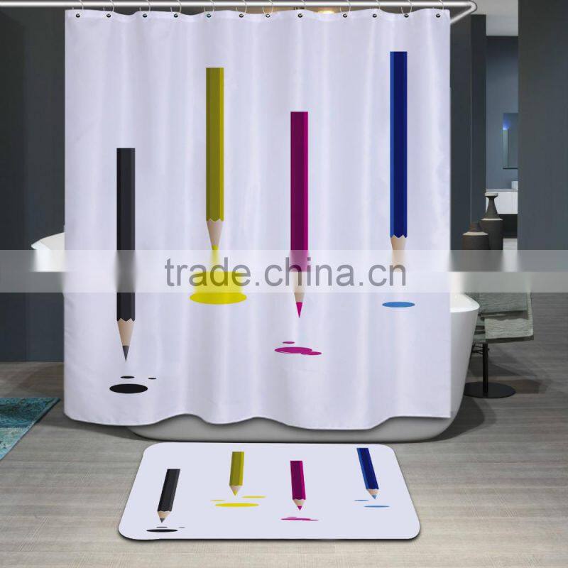 Polyester digital printed shower curtain luxury colorful shower curtains