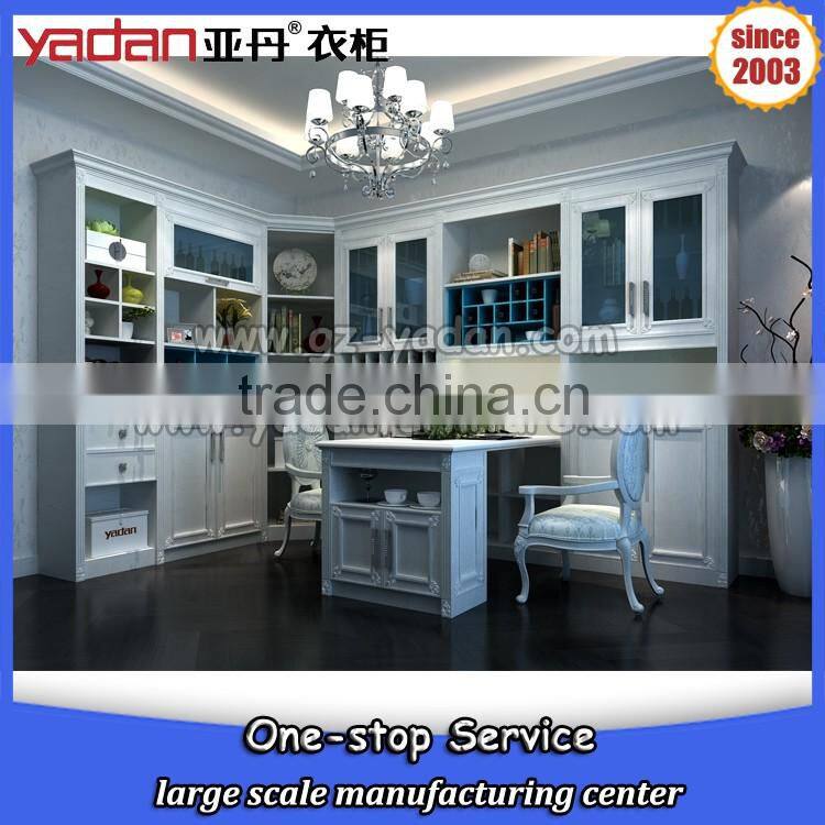2016 New style bookcase with study table and glass door model made in China