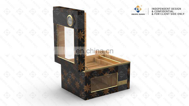 Creativepacking Spanish Cedar Lining Wooden Cigars Humidor Collect Glass Lid Smoking Cigar Box