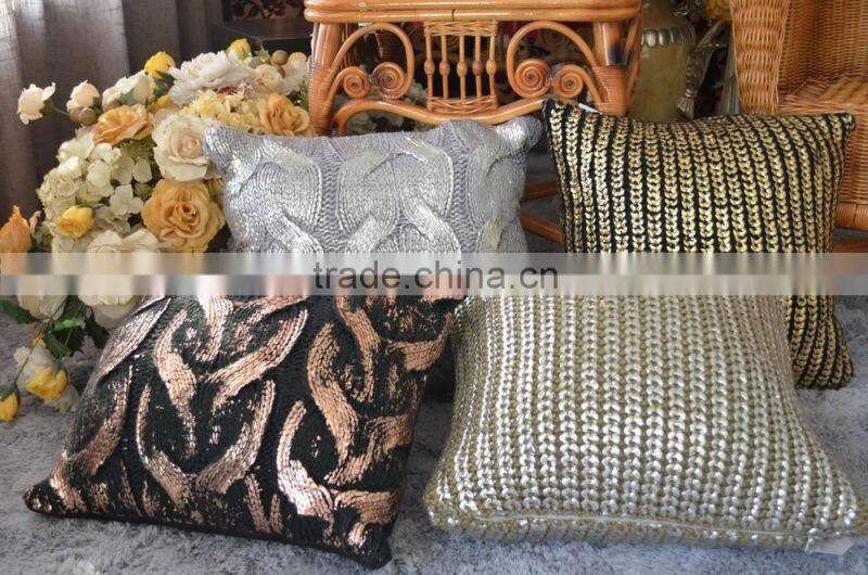 foil print knitted cushion