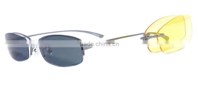 Metal Half Rim Best Selling Magnetic Clip On Polarized Most Popular Men Sunglasses Use Night Vision