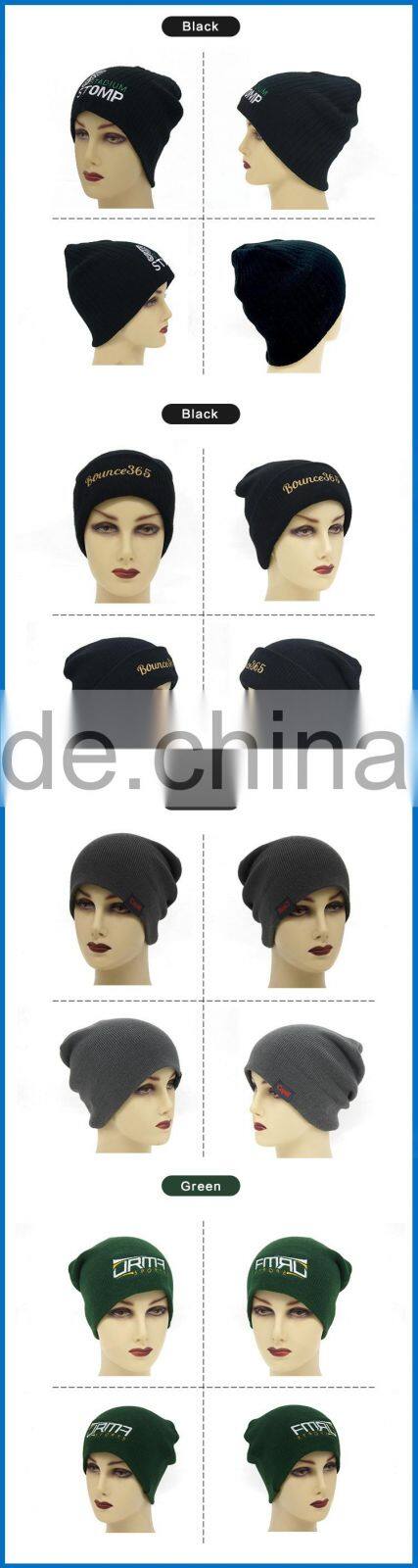 100% acrylic rolled up beanies with logo embroidery