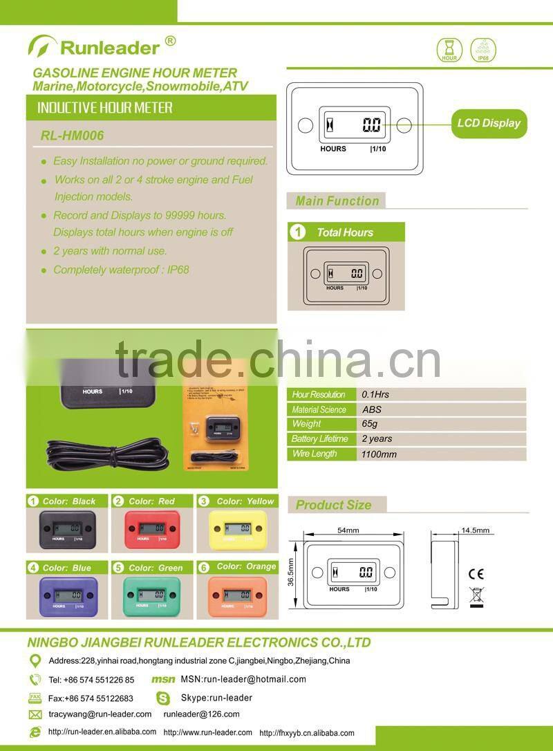 Digital Inductive Waterproof Gasoline Engine Hour Meter Running Hours Meter For Motorcycle,Marine,Jet Ski,Boat