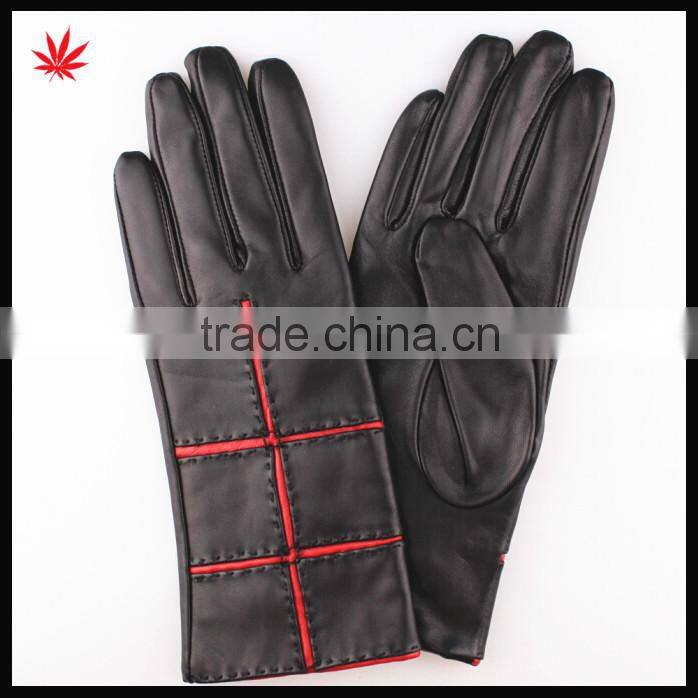 ladies genuine sheepskin driving leather gloves black