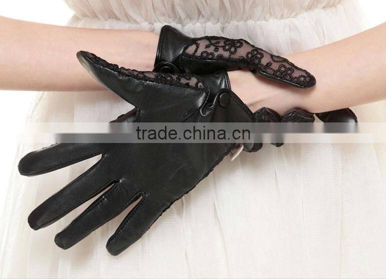 New style lace leather gloves prevent bask in summer sheepskin gloves with bowknot and uv protection