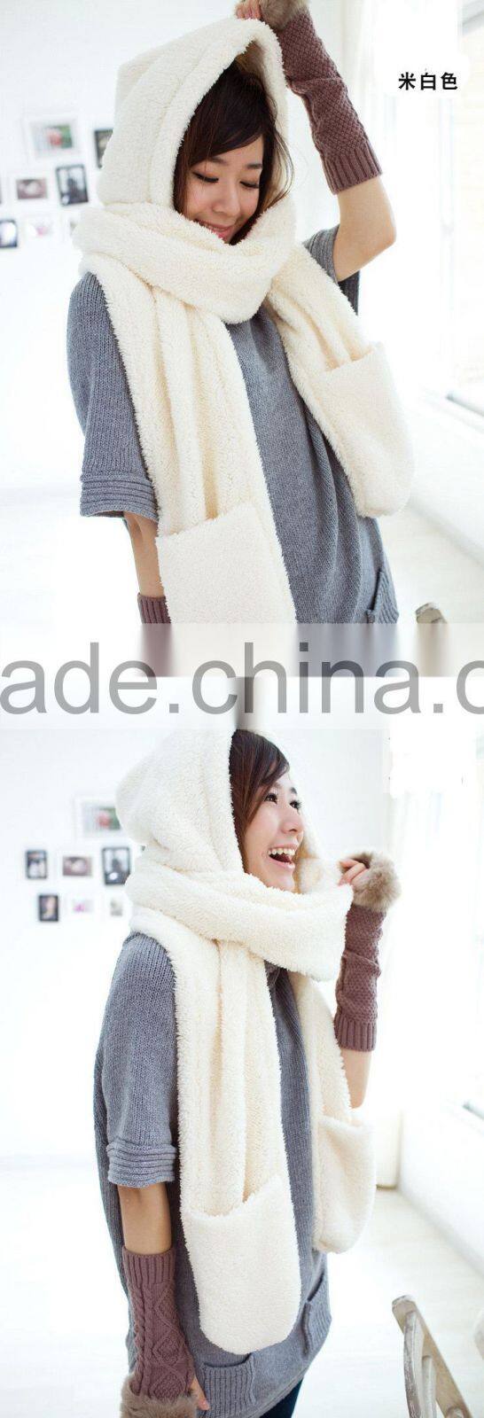 Wholesale Winter Ladies Fashion Hooded Scarf Mink Fur Poncho