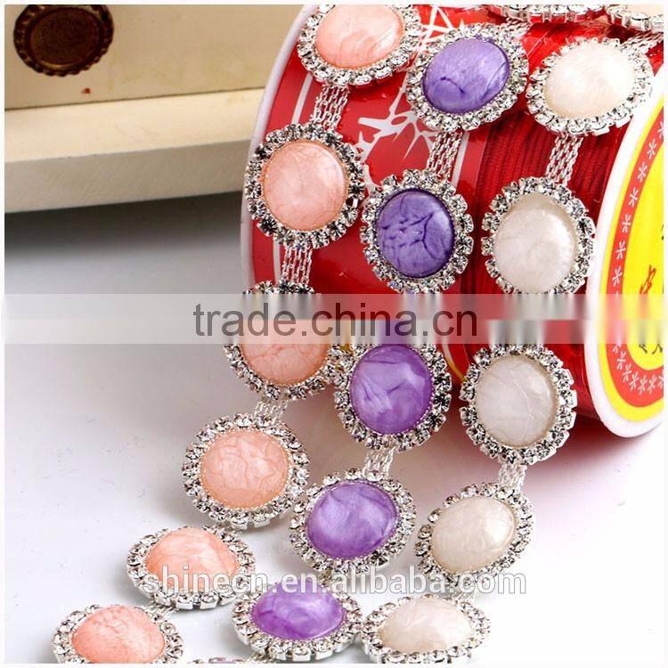 In stock High quality diy cup chain YIWU Wholesale Round rhinestone cup chain shining loose Rhinestone chain