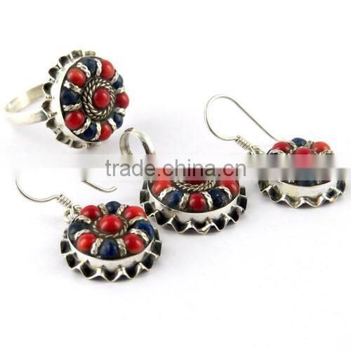 Amazing Created !! Turquoise 925 Sterling Silver Jewellery Set, Gemstone Silver Jewellery