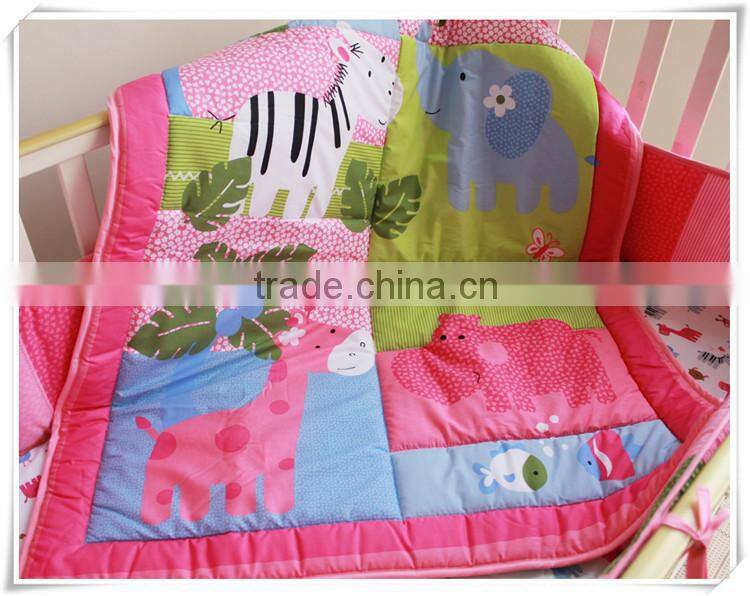pink animals baby fitted bed skirt from professional manufacturer