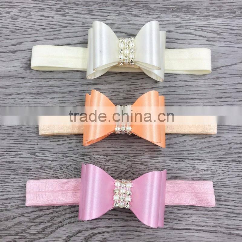 Wholesale sequins hair bow elastic baby headband girls accessories