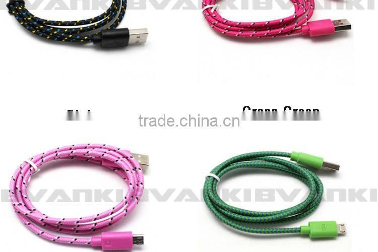 2016 trending hot products Wholesale nylon braided usb charger cable for samsung mobile nylon braided micro usb data cable
