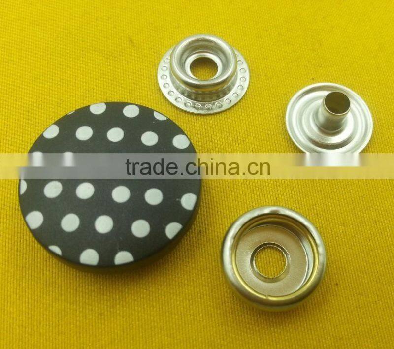 23mm Nylon cap with white dot printed Snap Press Button For Jackets -- PA2179