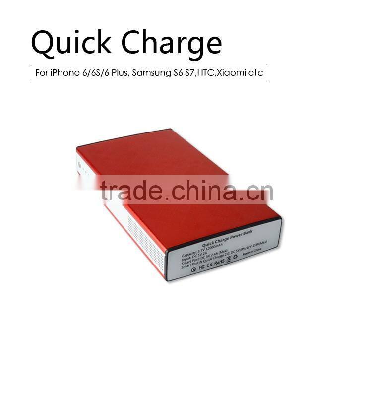 Fast Charging 12000mah QC2.0 Power Bank With CE ROHS