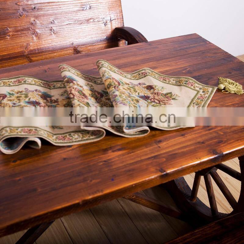 Plus Tassels Table Runner In Jacquard Polysilk