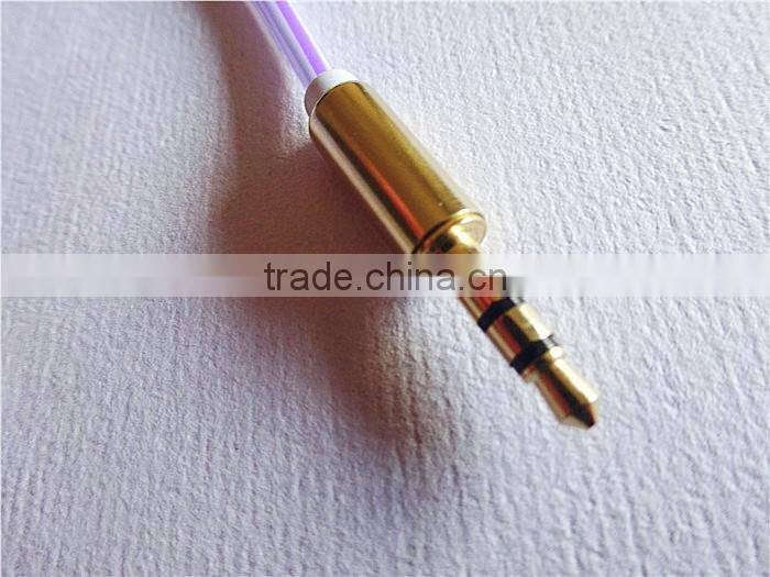 wholesale audio /DC3.5MM transparent spring cable with metal connector