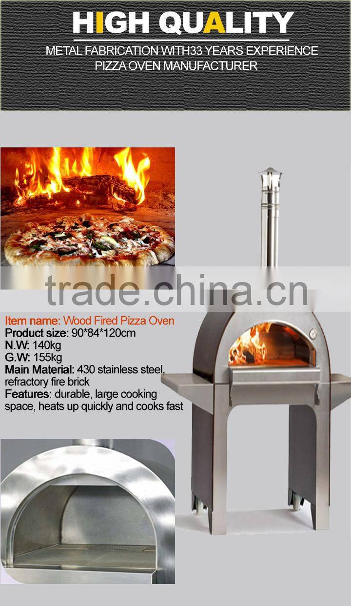 stainless steel outdoor wood-fired pizza oven
