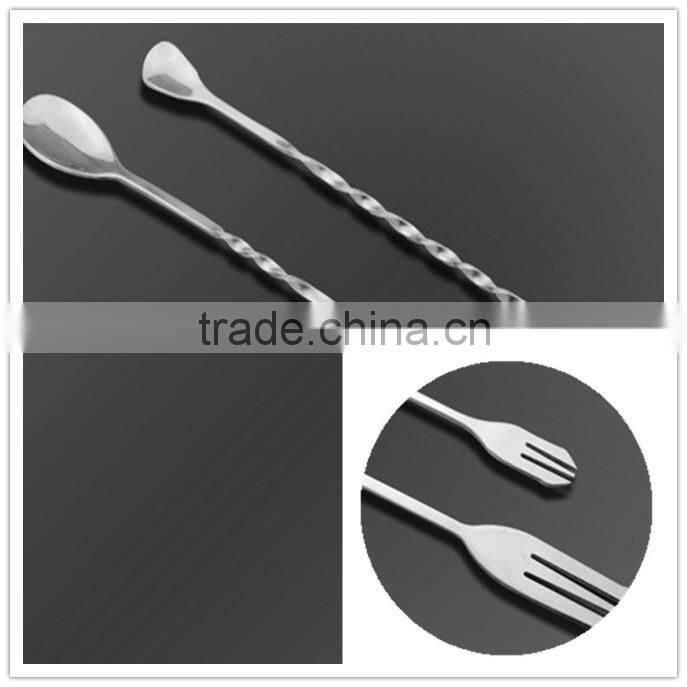 Two Head Stainless Steel Bar Spoon with Long Twist Handle