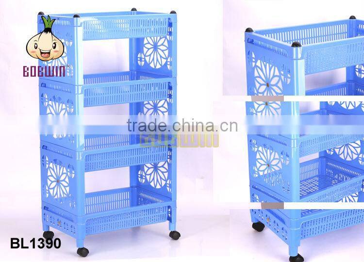 4-tier plastic kitchen rack with wheels