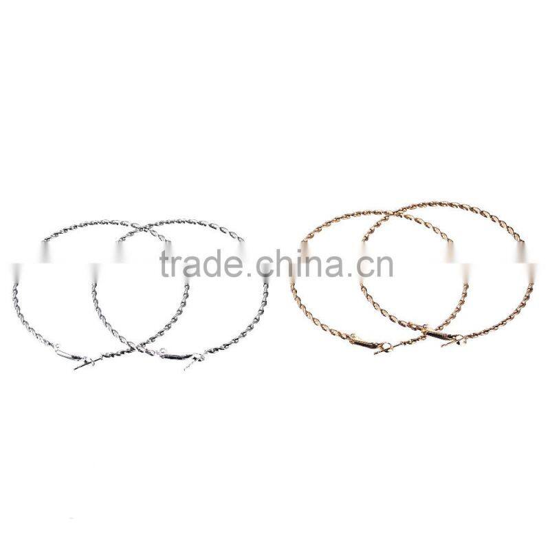 Fashion & Cheap Jewelry Mixing plating color rope effect Large hoop earings set