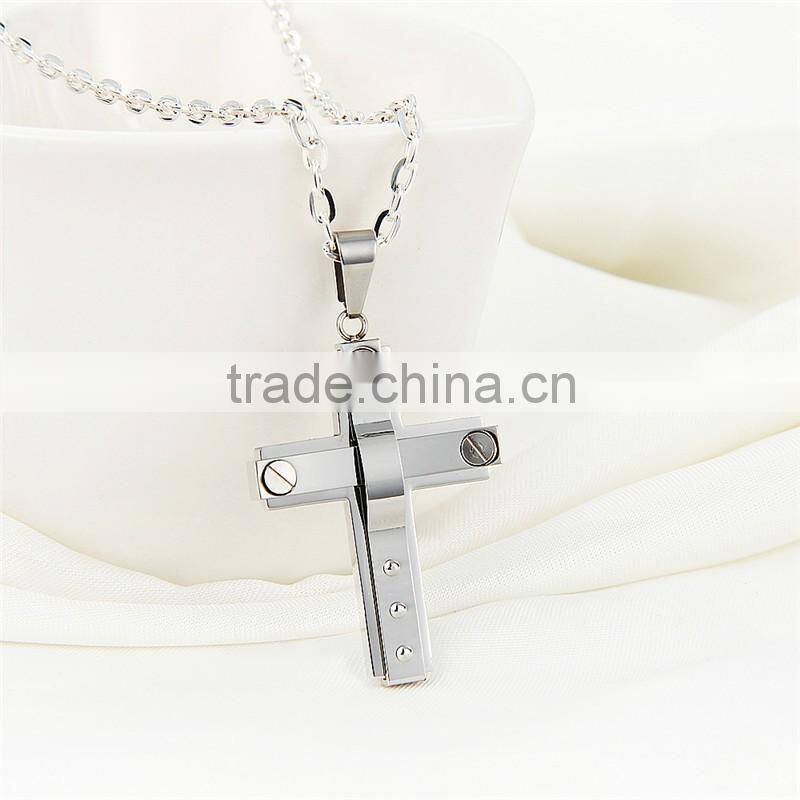 DAIHE stainless steel christian cross gemstone pendant